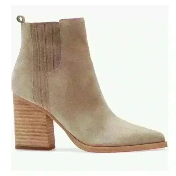 $189 Marc Fisher Oshay Natural Suede Pointed Toe Heel Bootie Women Size 11 - Picture 2 of 3